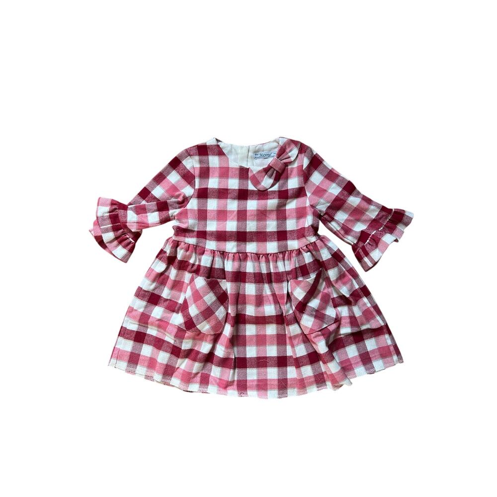 Mayoral "Lucy" Red Plaid Flannel Ruffle Dress |12-18M